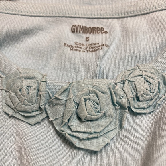 Gymboree Light Blue Short Sleeve Tee with Floral Accents - Picture 1 of 6